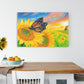 Sunflower Painting and Butterfly Art Canvas Print - "Sunflower Dreams" by Jason Fetko