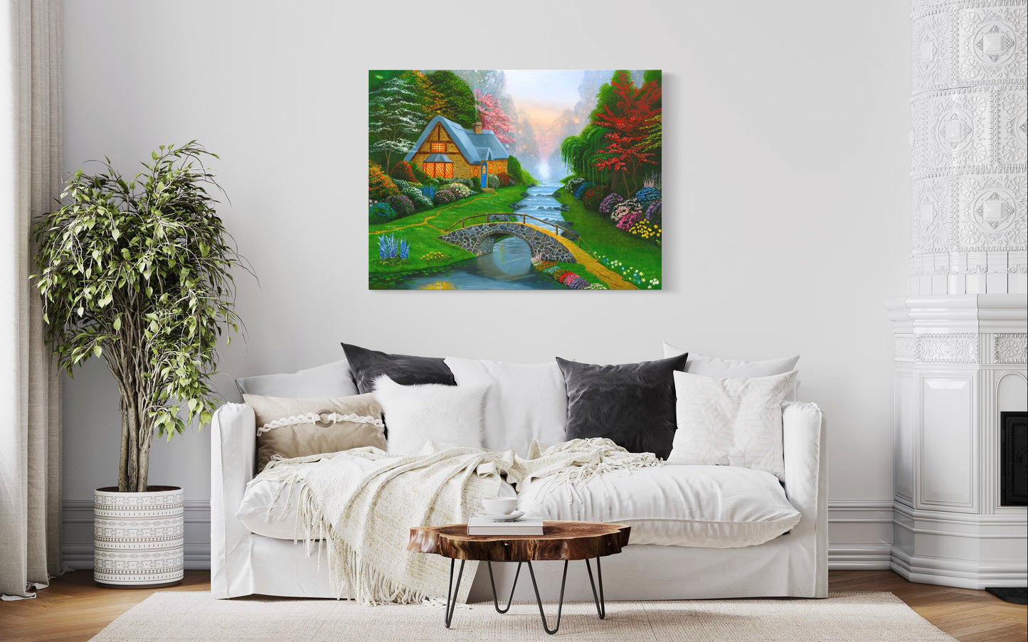 Cottage Painting Art - "Springtime Cottage" by Jason Fetko