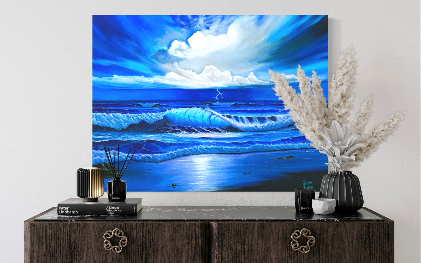 Beach Painting Ocean Art - "Blue Thunder" by Jason Fetko